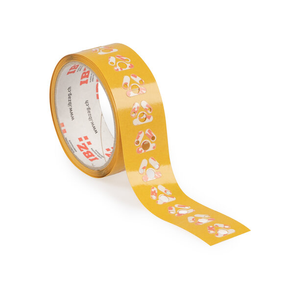 Die Abbildung zeigt selbstklebende Formstanzteile im 3er-Set. Der Liner ist gelb, der Hintergrund ist weiss.